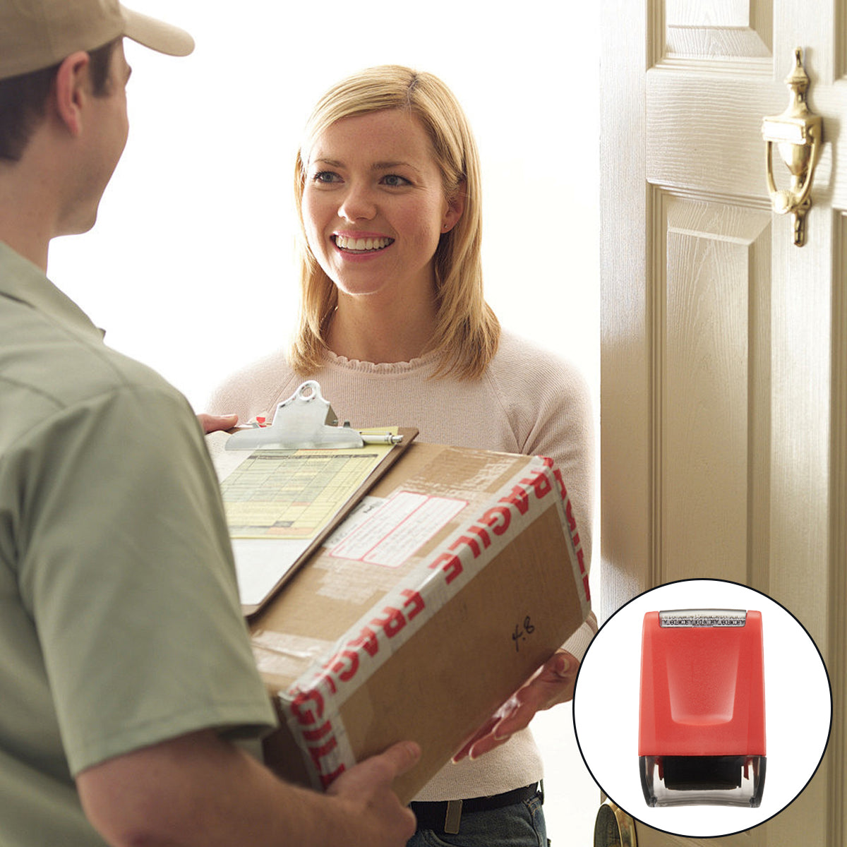 Privacy Stamp Roller with Refillable Ink for Data Protection