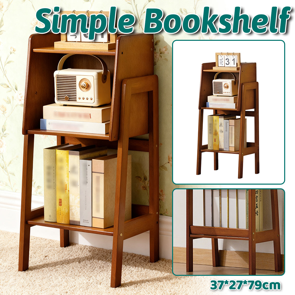Simple Floor Standing Bookshelf Bamboo Storage Bookcase
