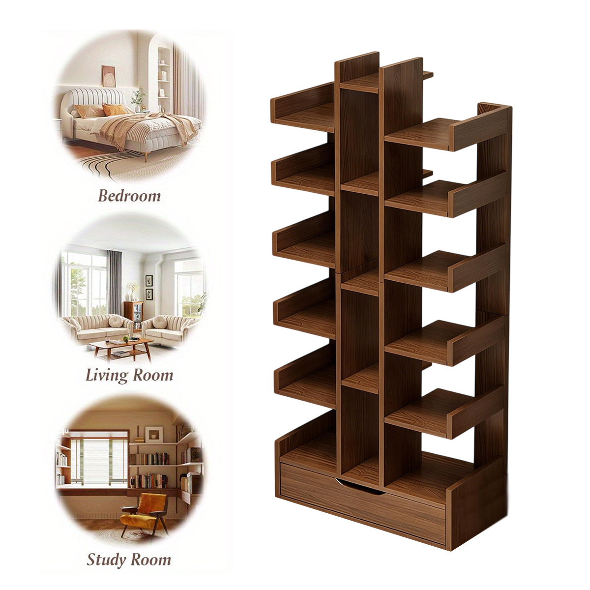 Multi-Layer Freestanding Storage Rack for Books