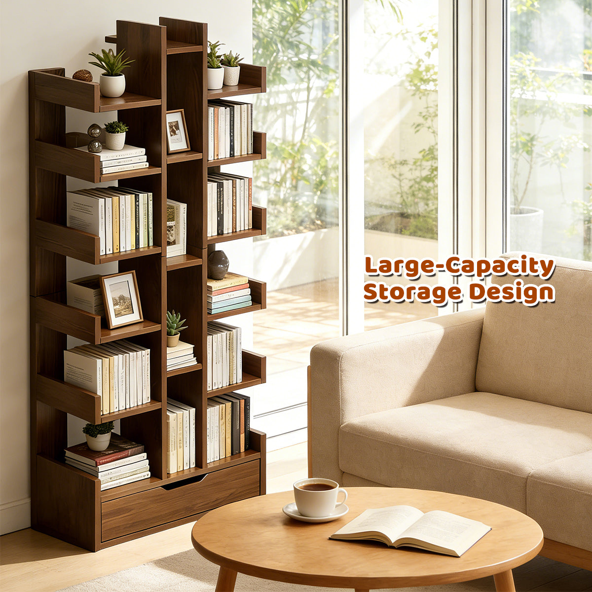 Multi-Layer Freestanding Storage Rack for Books