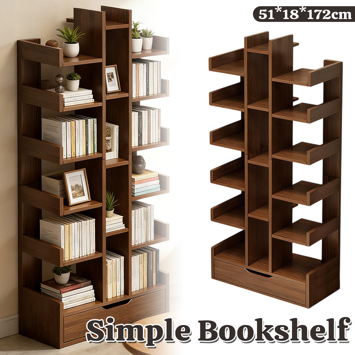Multi-Layer Freestanding Storage Rack for Books