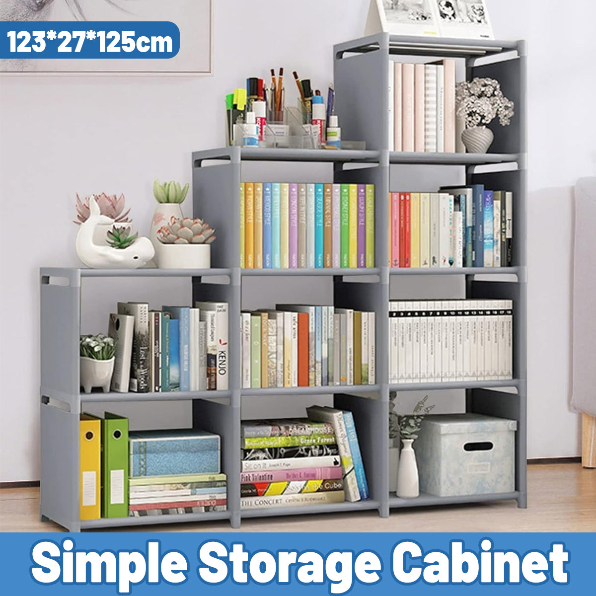 Multi Layer Bookcase Storage Rack with Waterproof Fabric