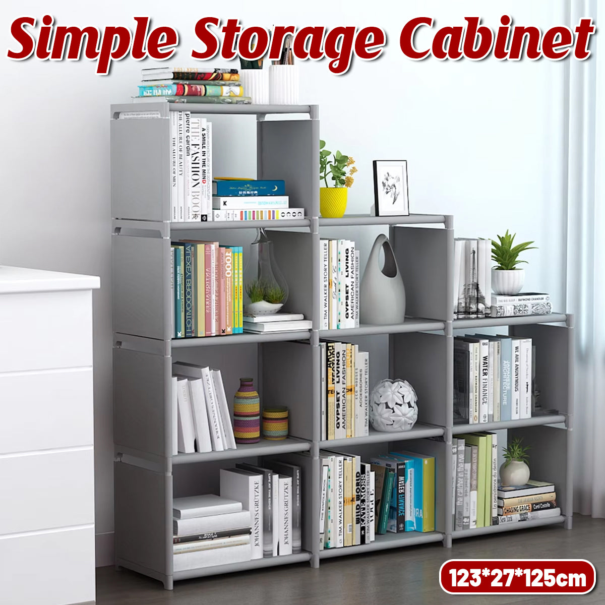 Multi Layer Bookcase Storage Rack with Waterproof Fabric