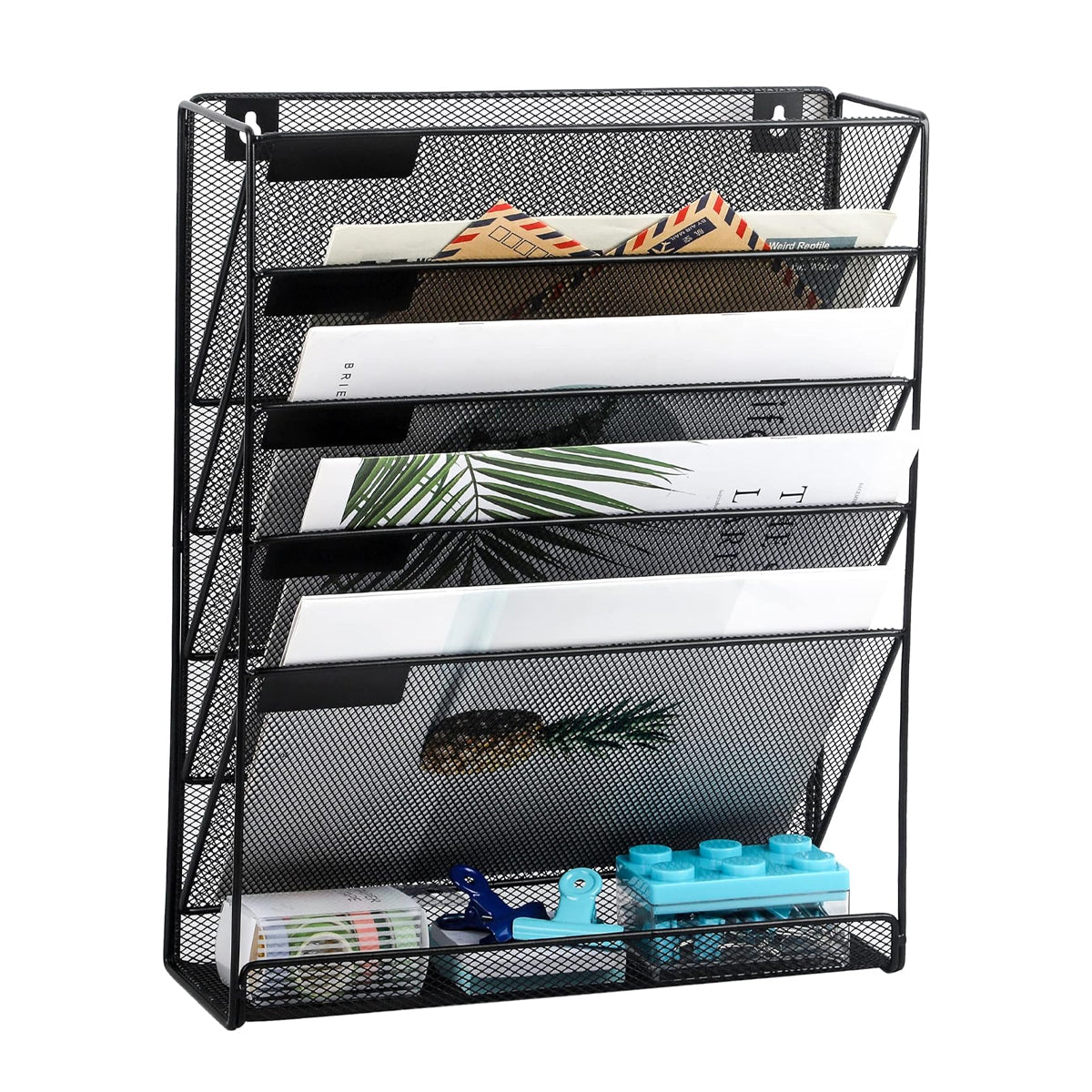 6 Layer Hanging Mesh File Organizer Magazine Storage Rack