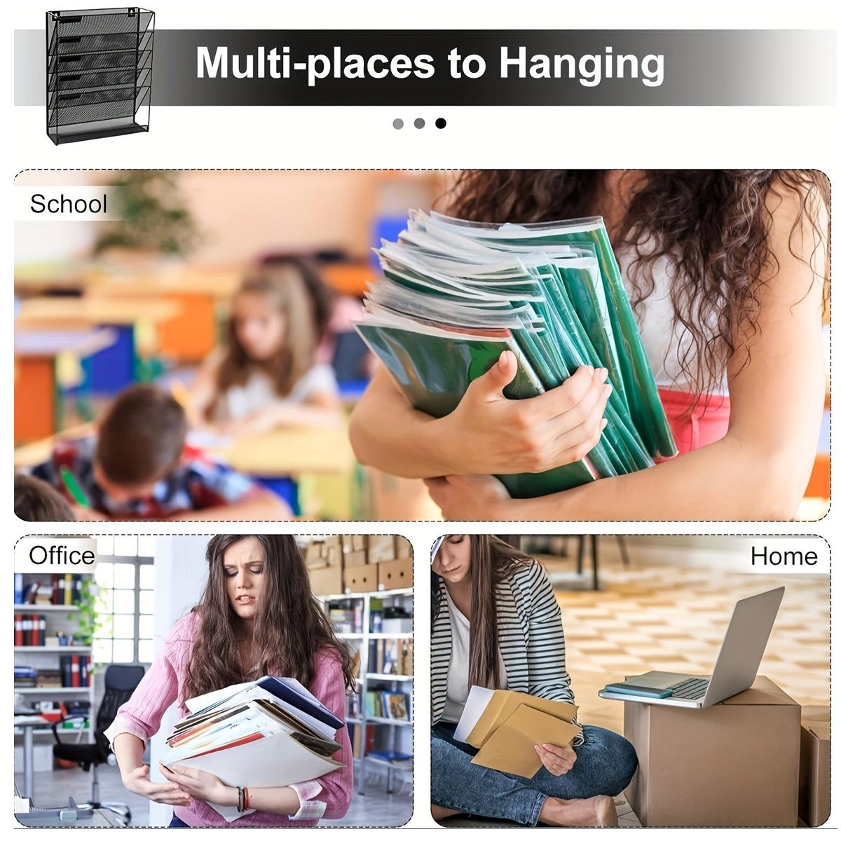 6 Layer Hanging Mesh File Organizer Magazine Storage Rack