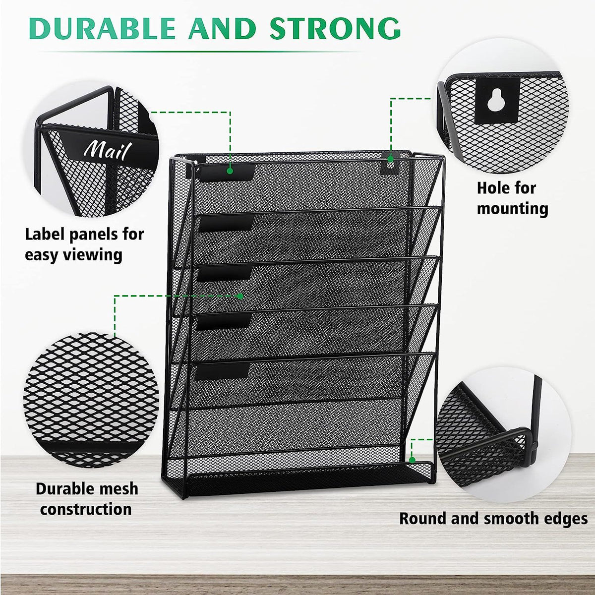 6 Layer Hanging Mesh File Organizer Magazine Storage Rack