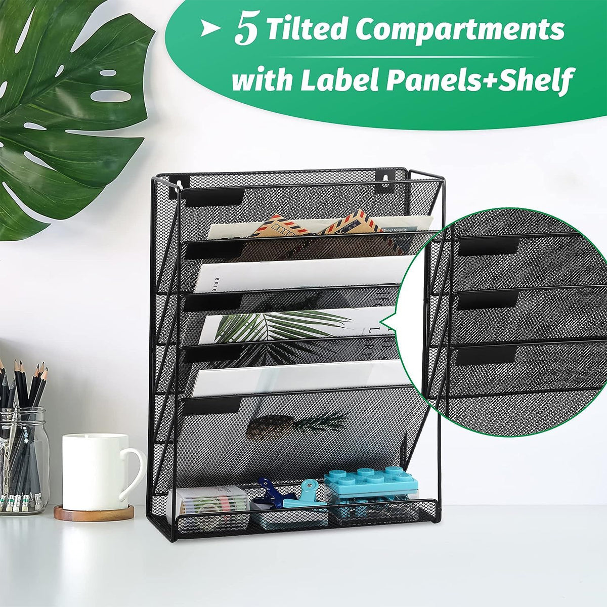 6 Layer Hanging Mesh File Organizer Magazine Storage Rack