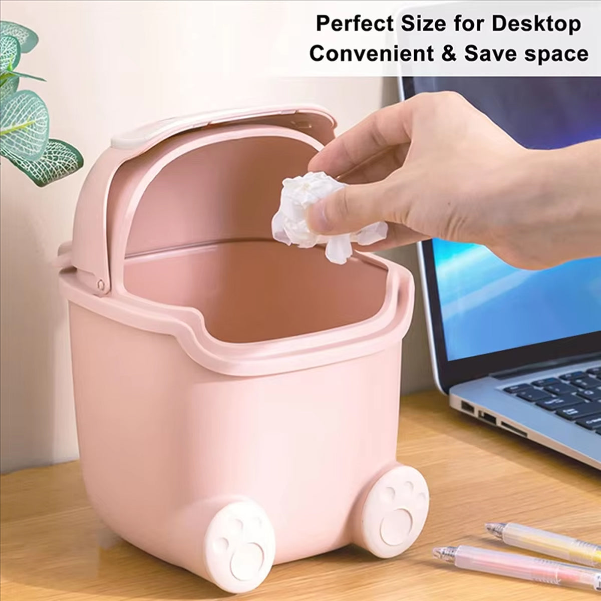 Mini Monster Desktop Trash Can with Flip-Top Lid