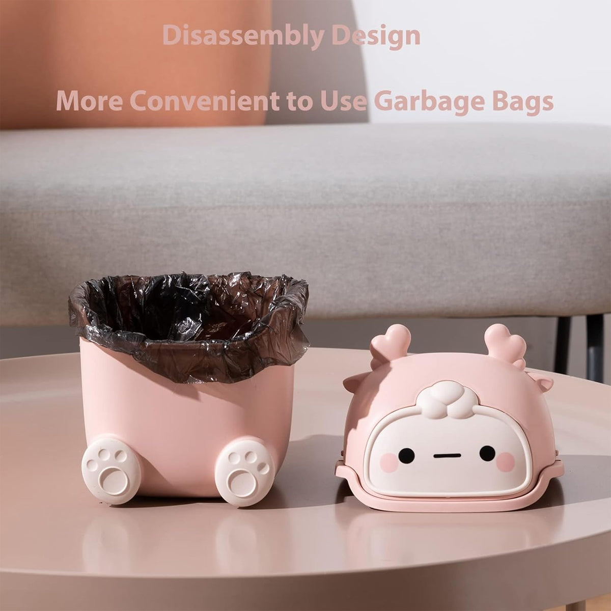 Mini Monster Desktop Trash Can with Flip-Top Lid