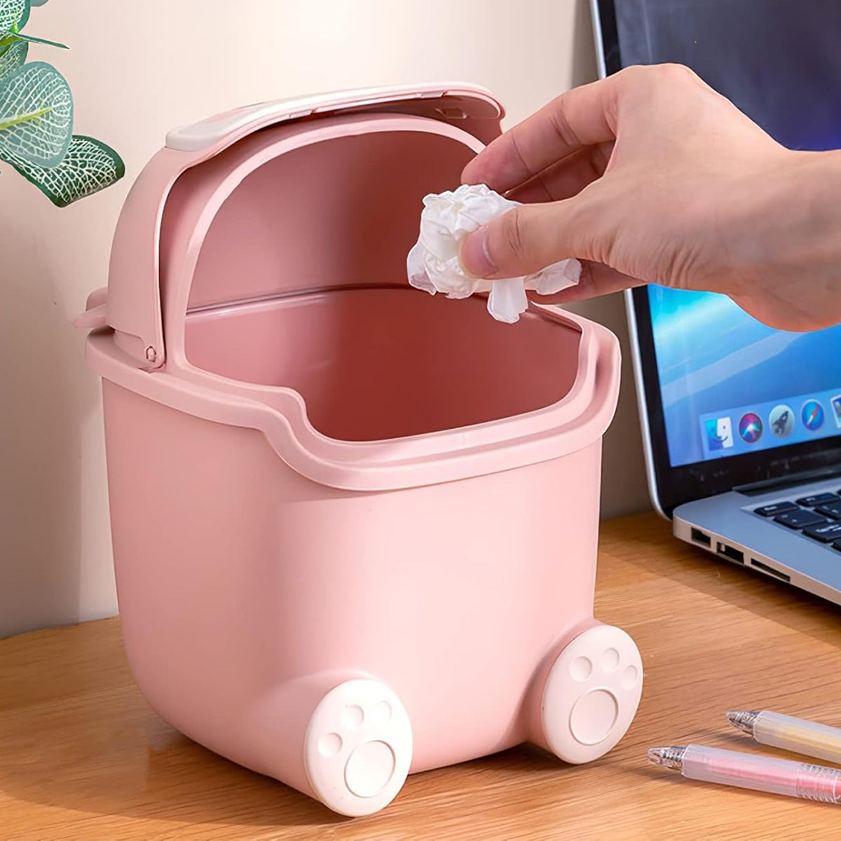 Mini Monster Desktop Trash Can with Flip-Top Lid