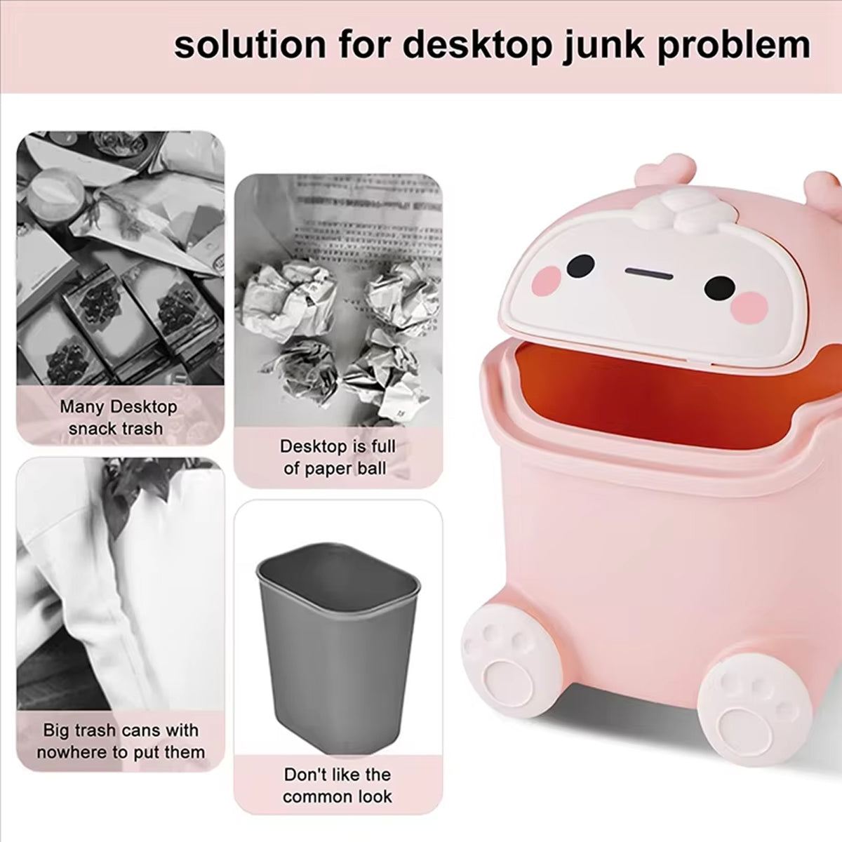 Mini Monster Desktop Trash Can with Flip-Top Lid