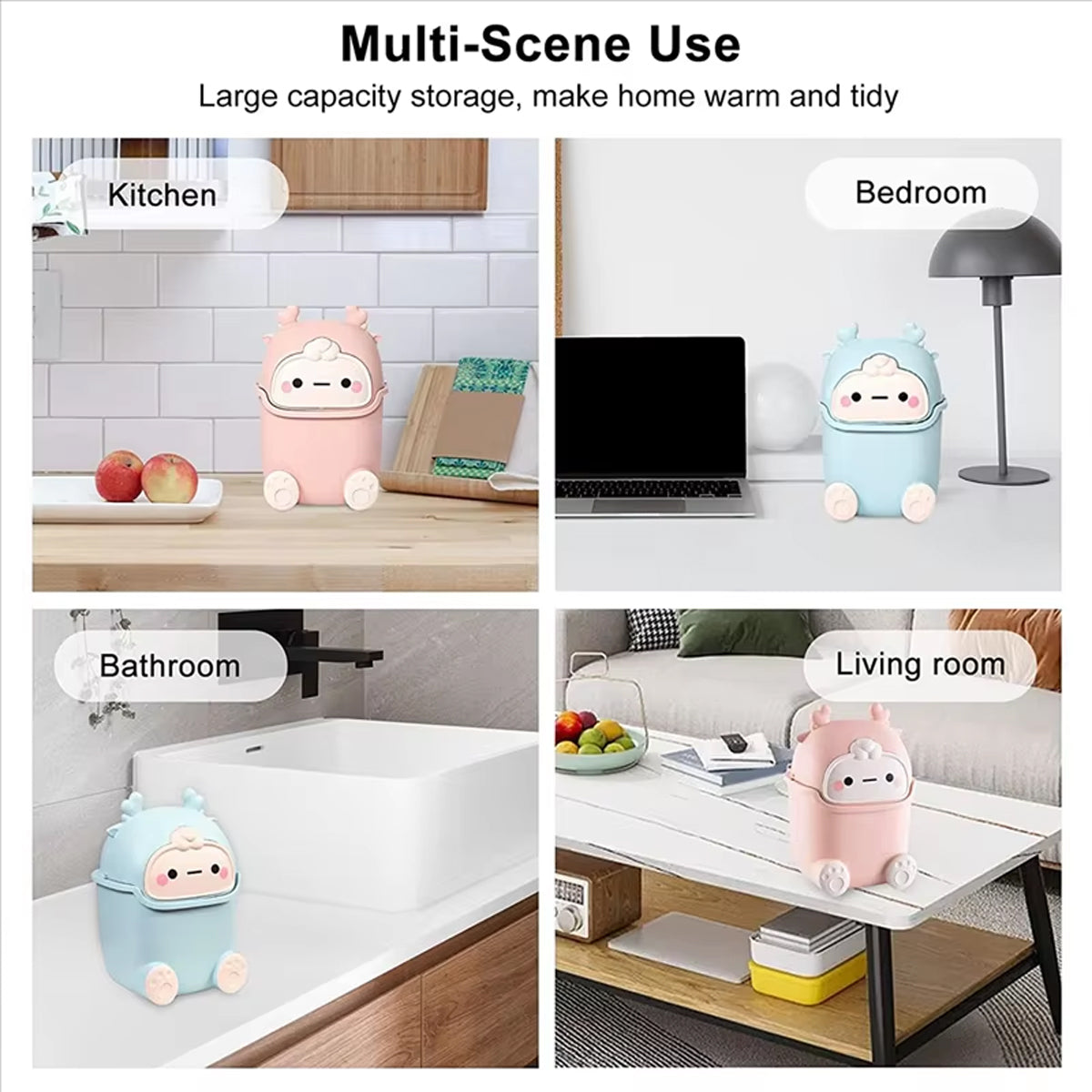 Mini Monster Desktop Trash Can with Flip-Top Lid