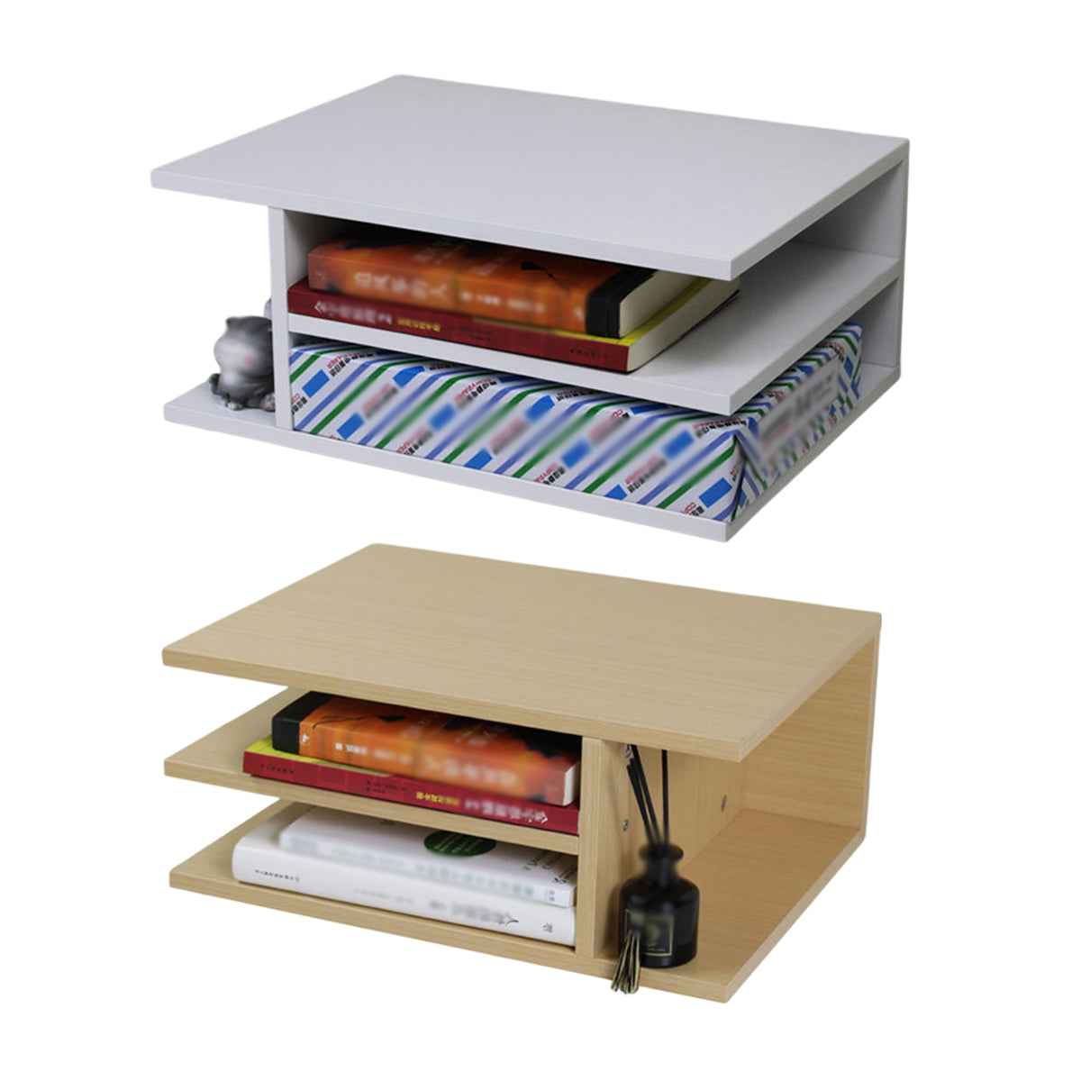 Desktop Printer Stand Paint Free MDF Multi Layer Warm White Wood