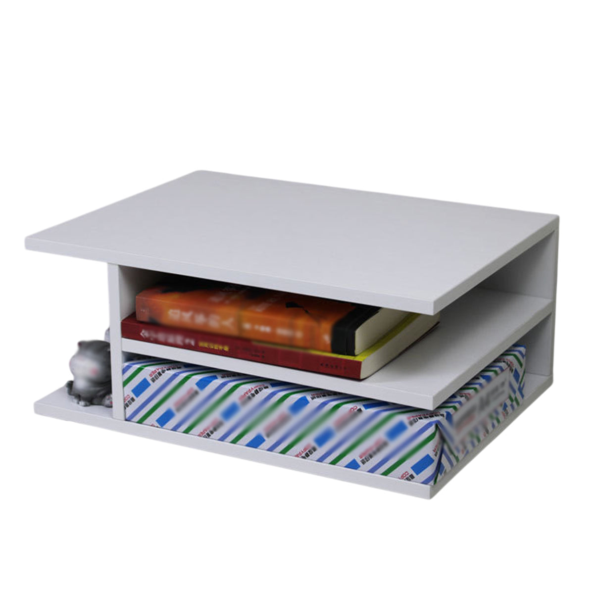 Desktop Printer Stand Paint Free MDF Multi Layer Warm White Wood
