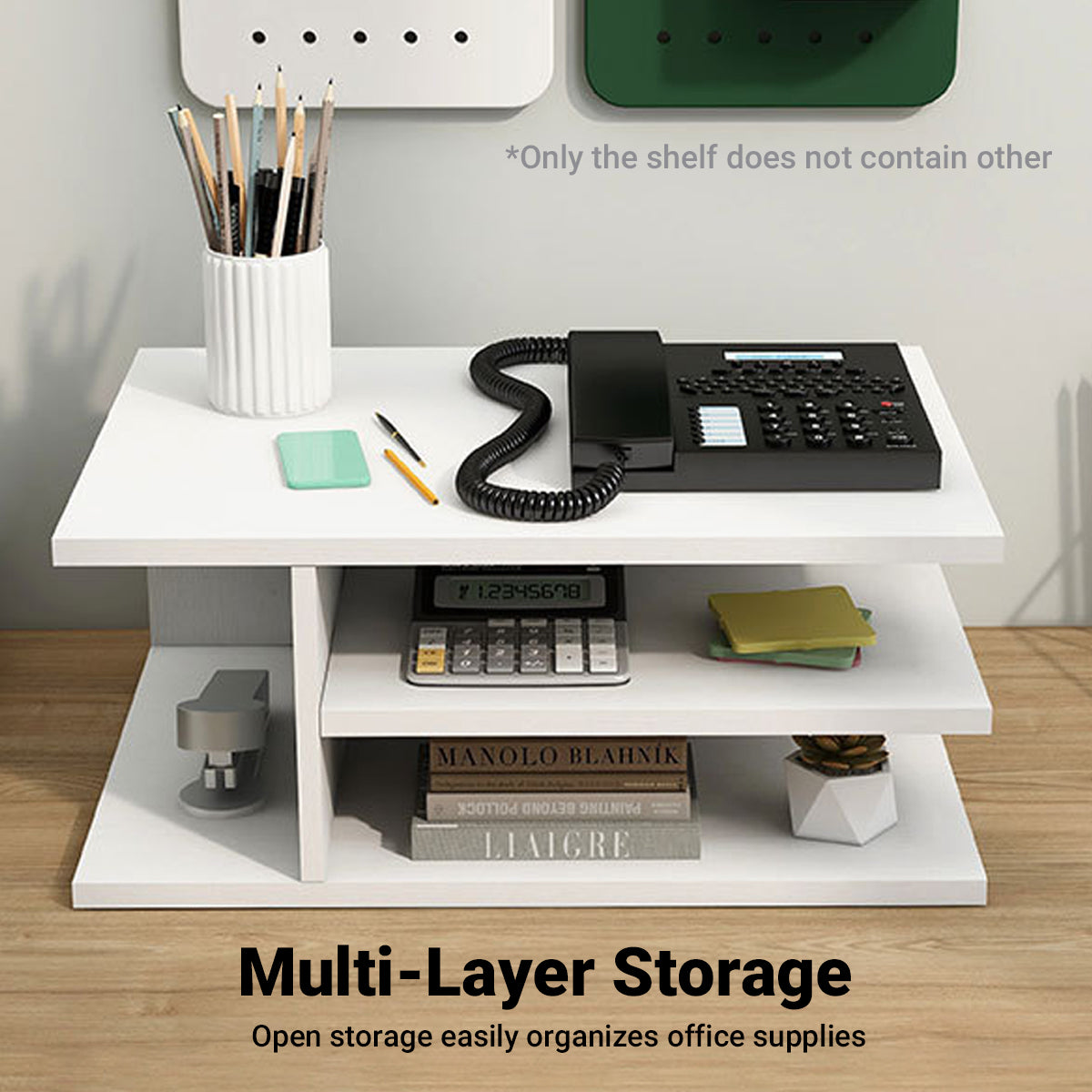 Desktop Printer Stand Paint Free MDF Multi Layer Warm White Wood