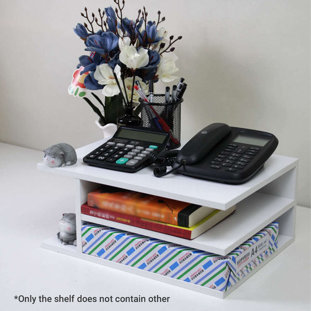 Desktop Printer Stand Paint Free MDF Multi Layer Warm White Wood