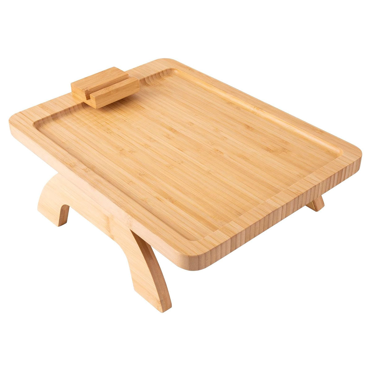 Bamboo Sofa Arm Tray with 360 Rotating Legs