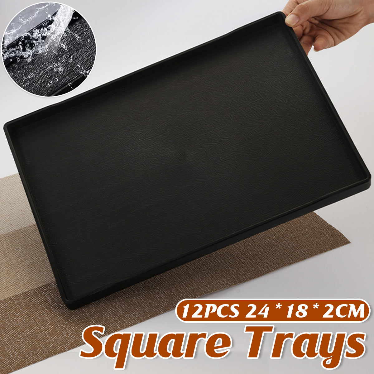 12pcs Rectangular Plastic Serving Tray Set