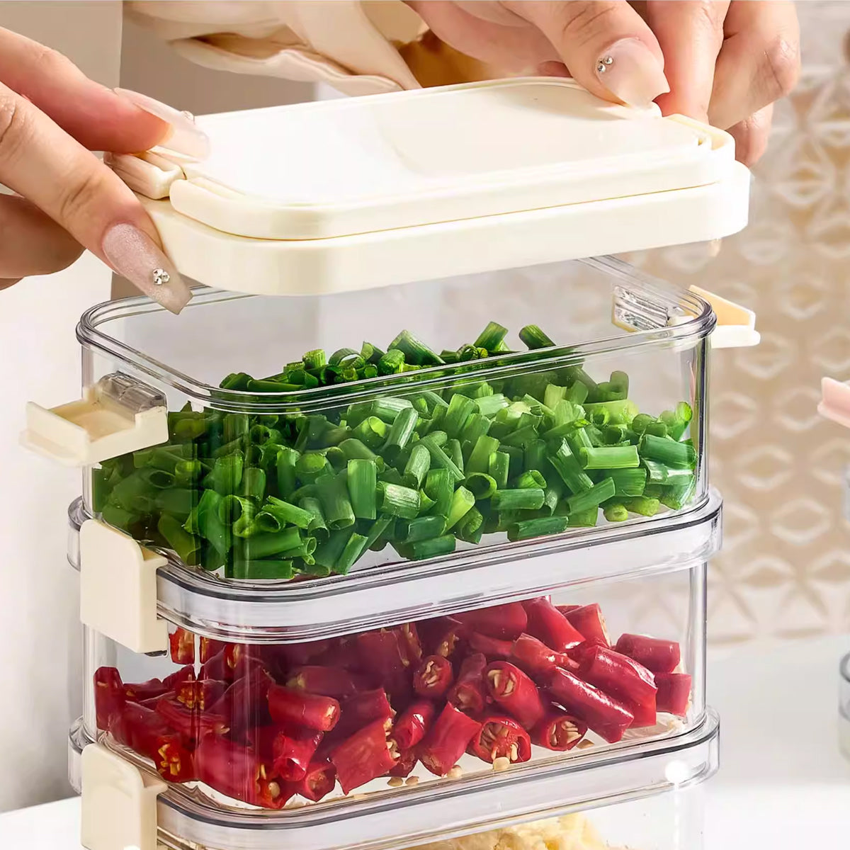 3-Layer Stackable Spice Storage Box with Handle