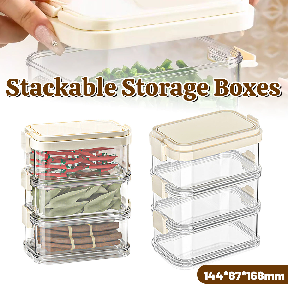 3-Layer Stackable Spice Storage Box with Handle