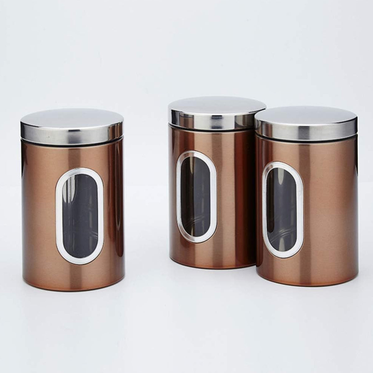 3pcs Stainless Steel Canisters with Clear Window