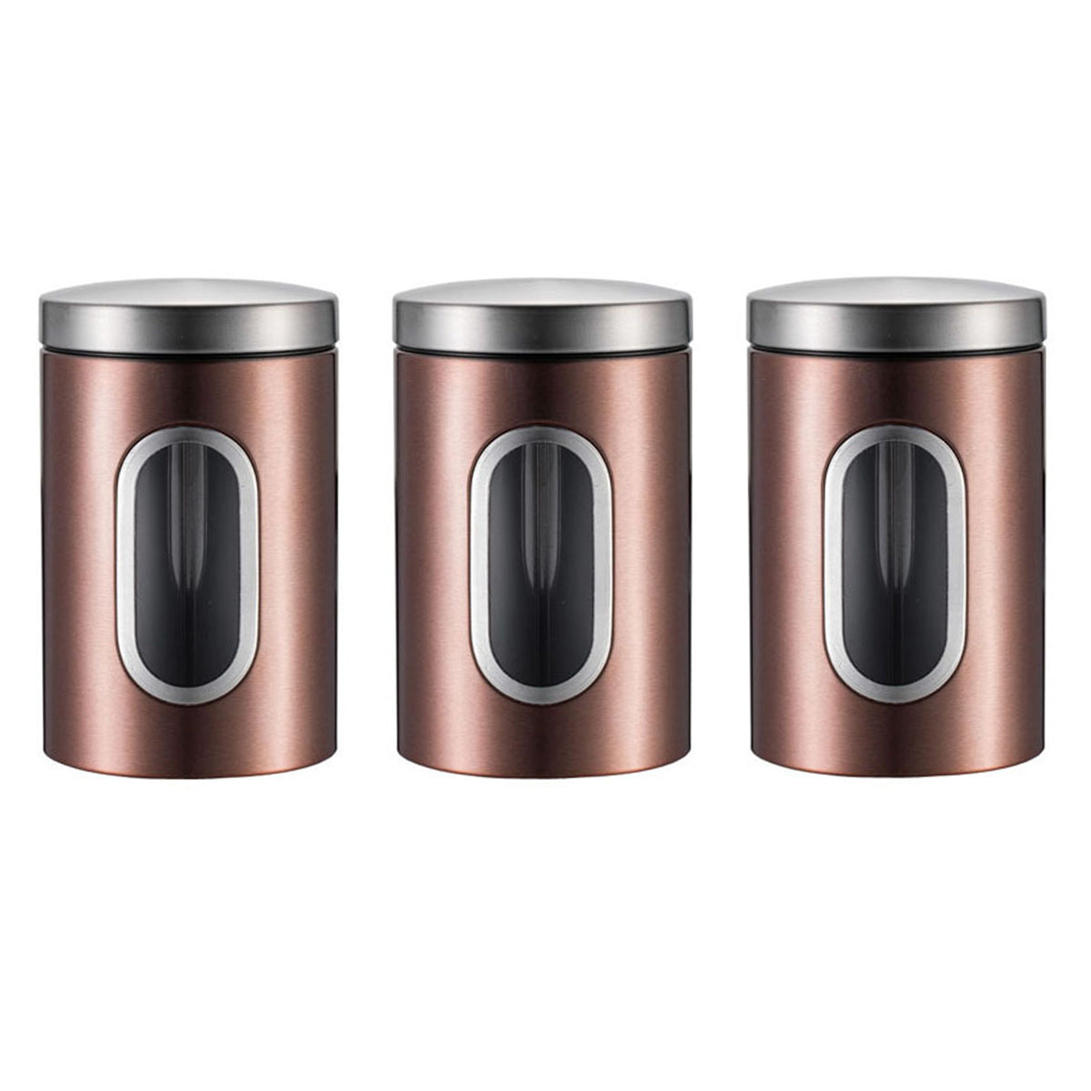 3pcs Stainless Steel Canisters with Clear Window
