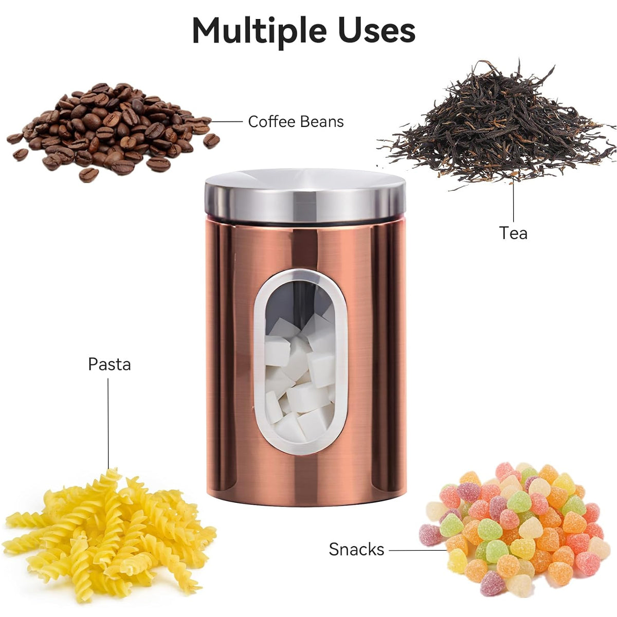 3pcs Stainless Steel Canisters with Clear Window