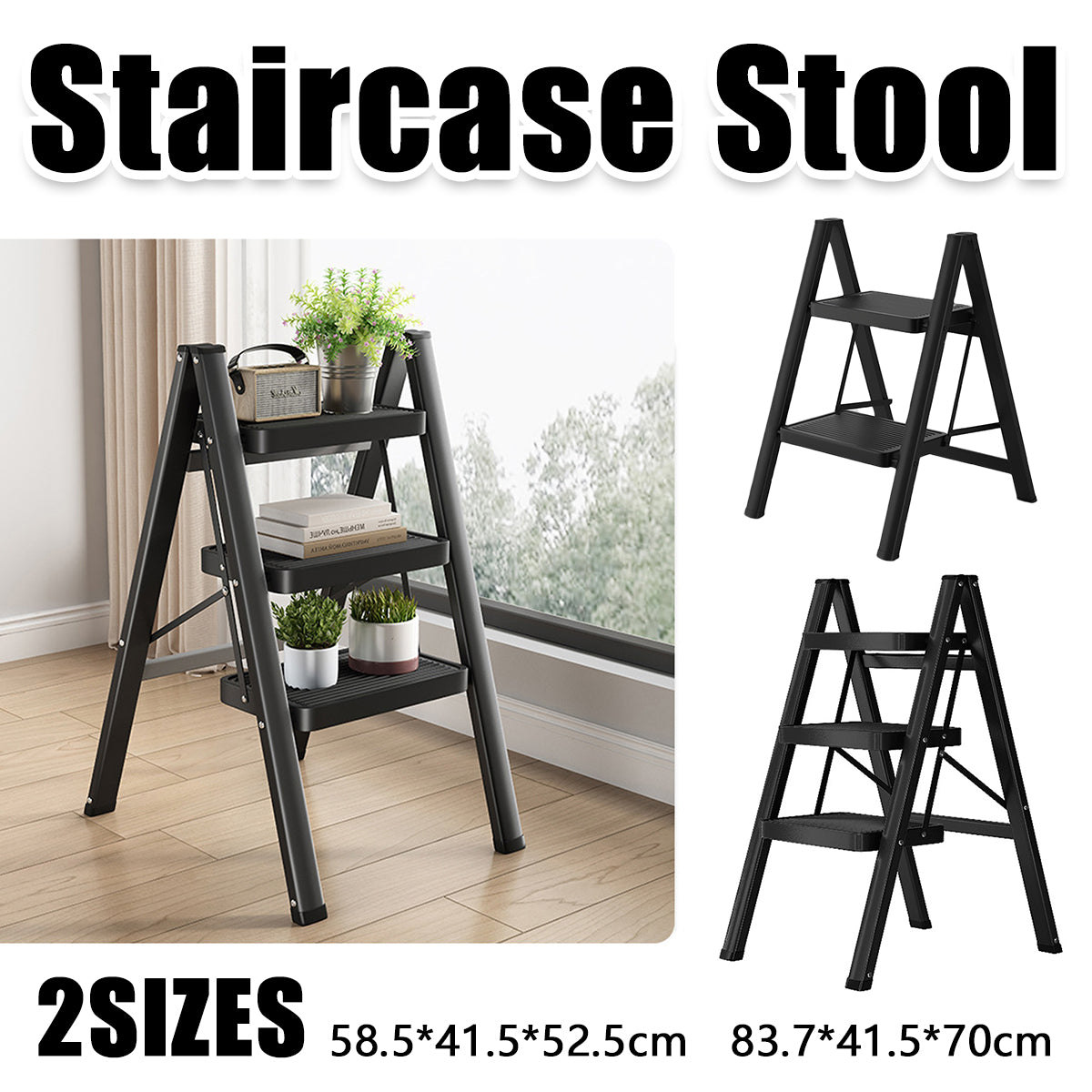 Folding Step Stool Telescoping Ladder Lightweight Indoor Use
