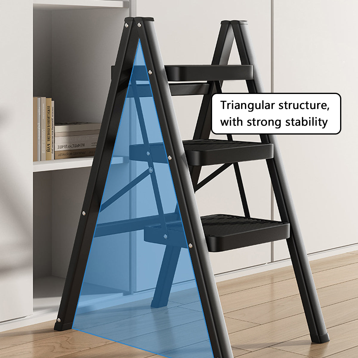 Folding Step Stool Telescoping Ladder Lightweight Indoor Use