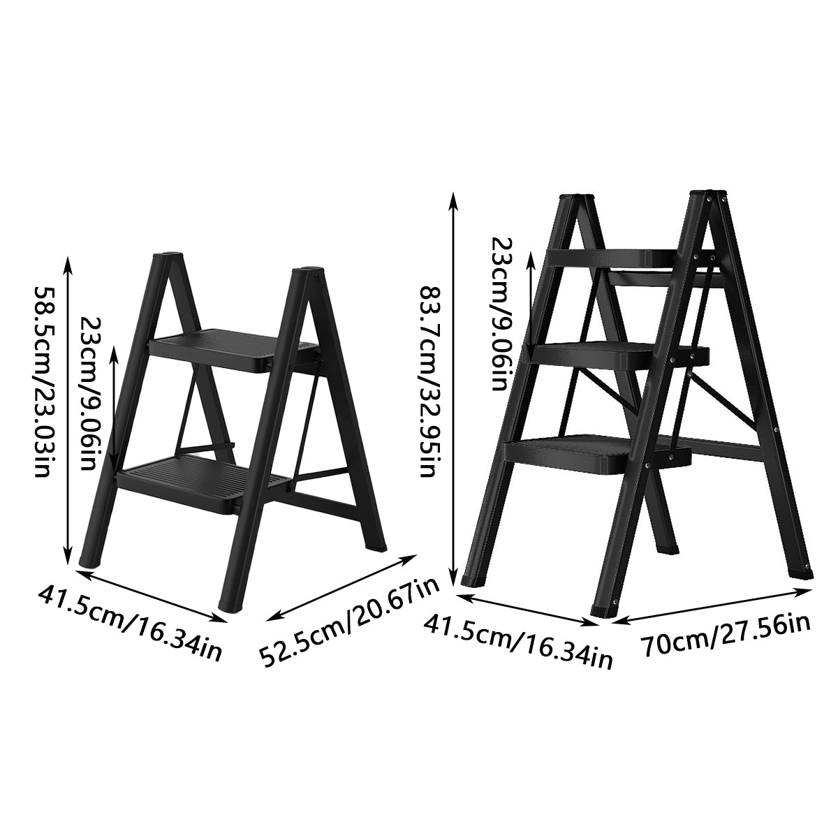 Folding Step Stool Telescoping Ladder Lightweight Indoor Use