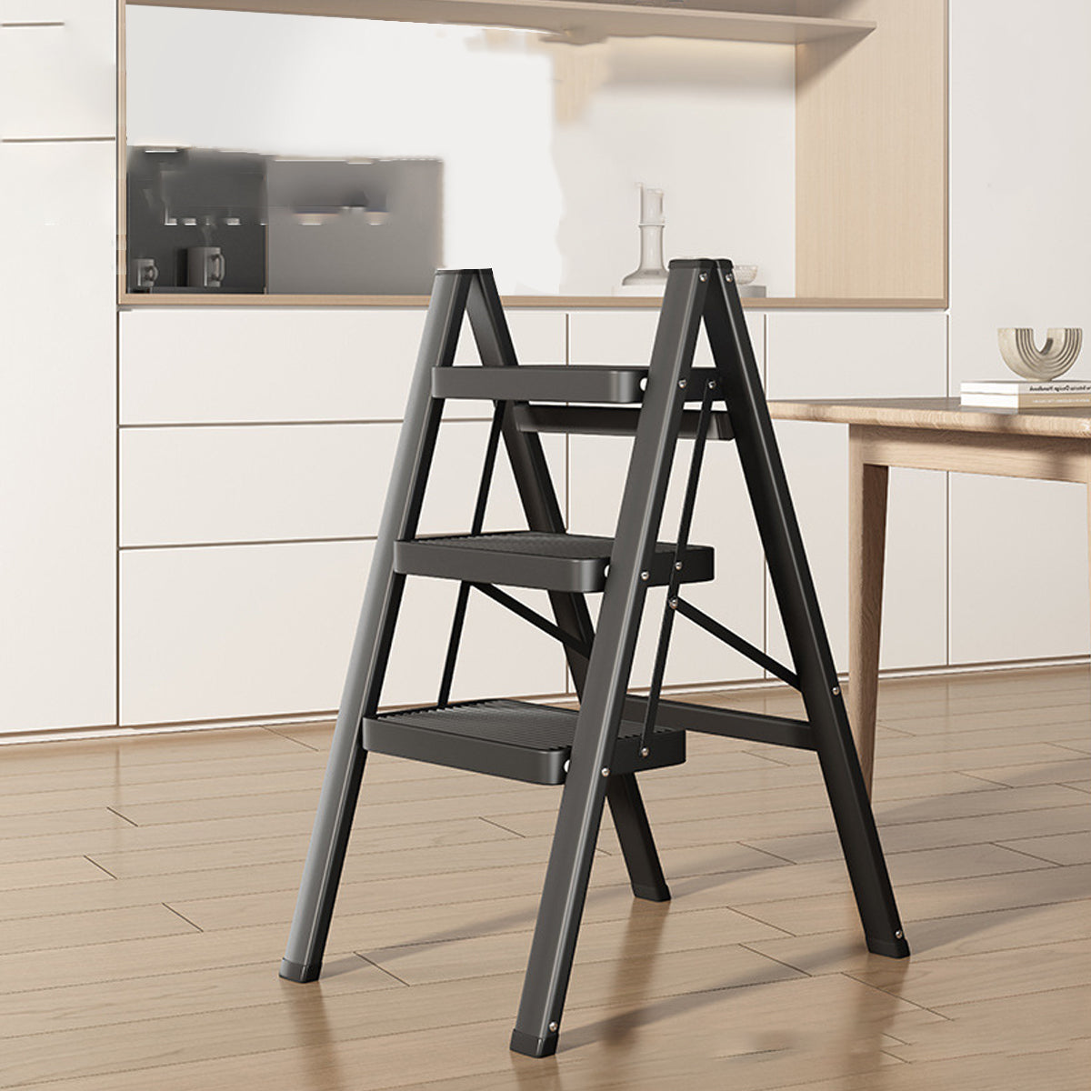 Folding Step Stool Telescoping Ladder Lightweight Indoor Use