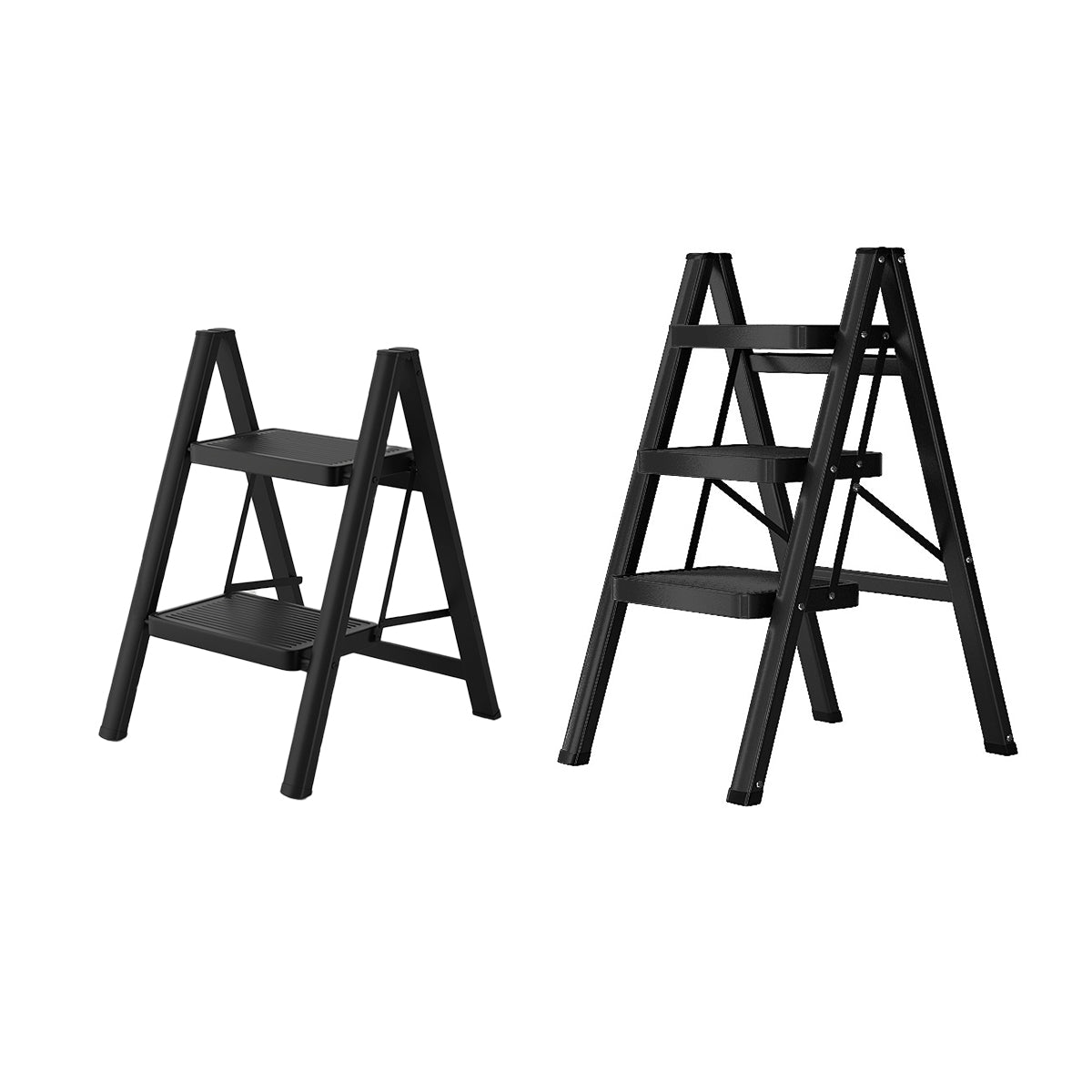 Folding Step Stool Telescoping Ladder Lightweight Indoor Use