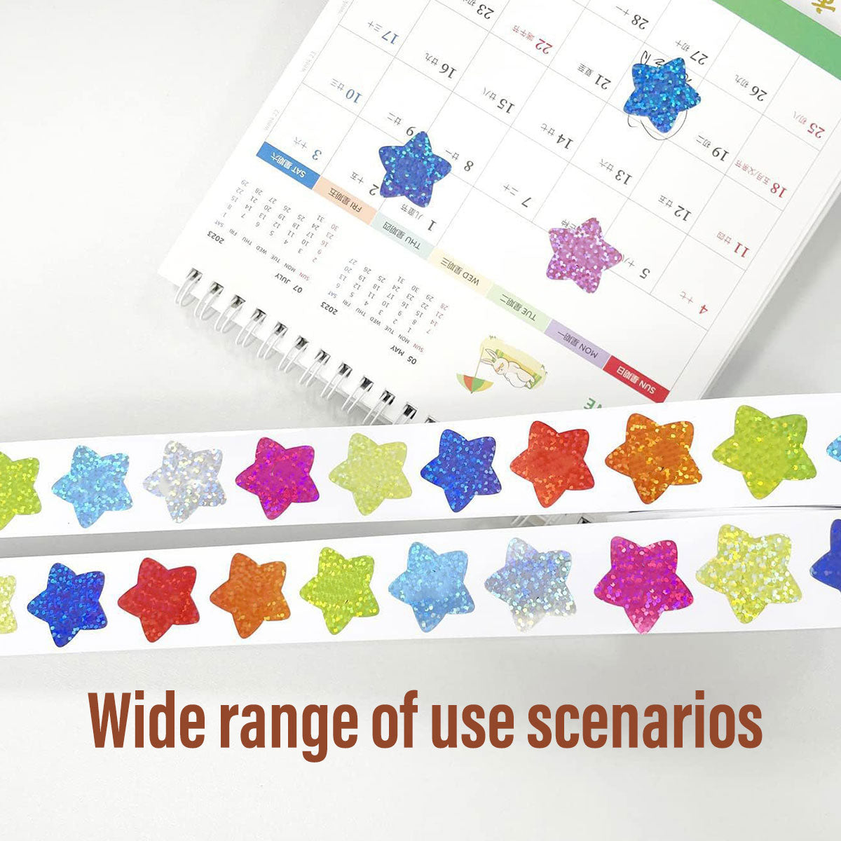 10 Rolls Glitter Star and Heart Reward Stickers