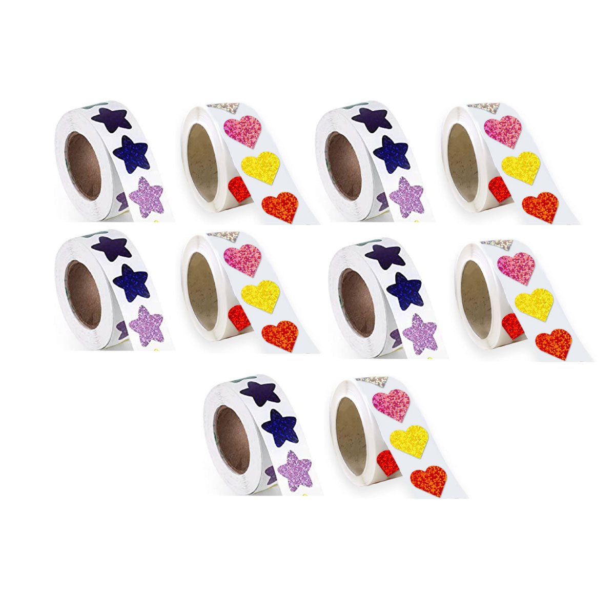 10 Rolls Glitter Star and Heart Reward Stickers