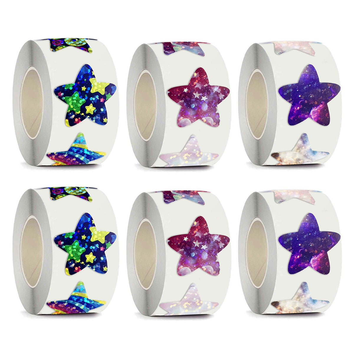 6 Rolls Star Stickers Self-Adhesive Waterproof Multicolour
