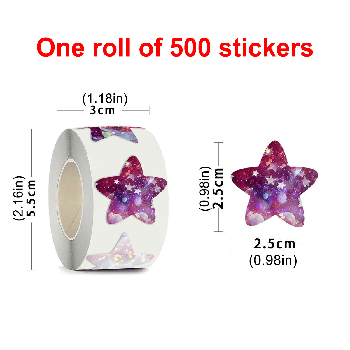 6 Rolls Star Stickers Self-Adhesive Waterproof Multicolour