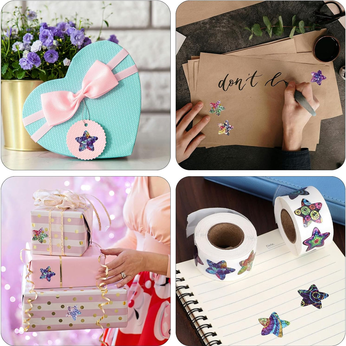 6 Rolls Star Stickers Self-Adhesive Waterproof Multicolour