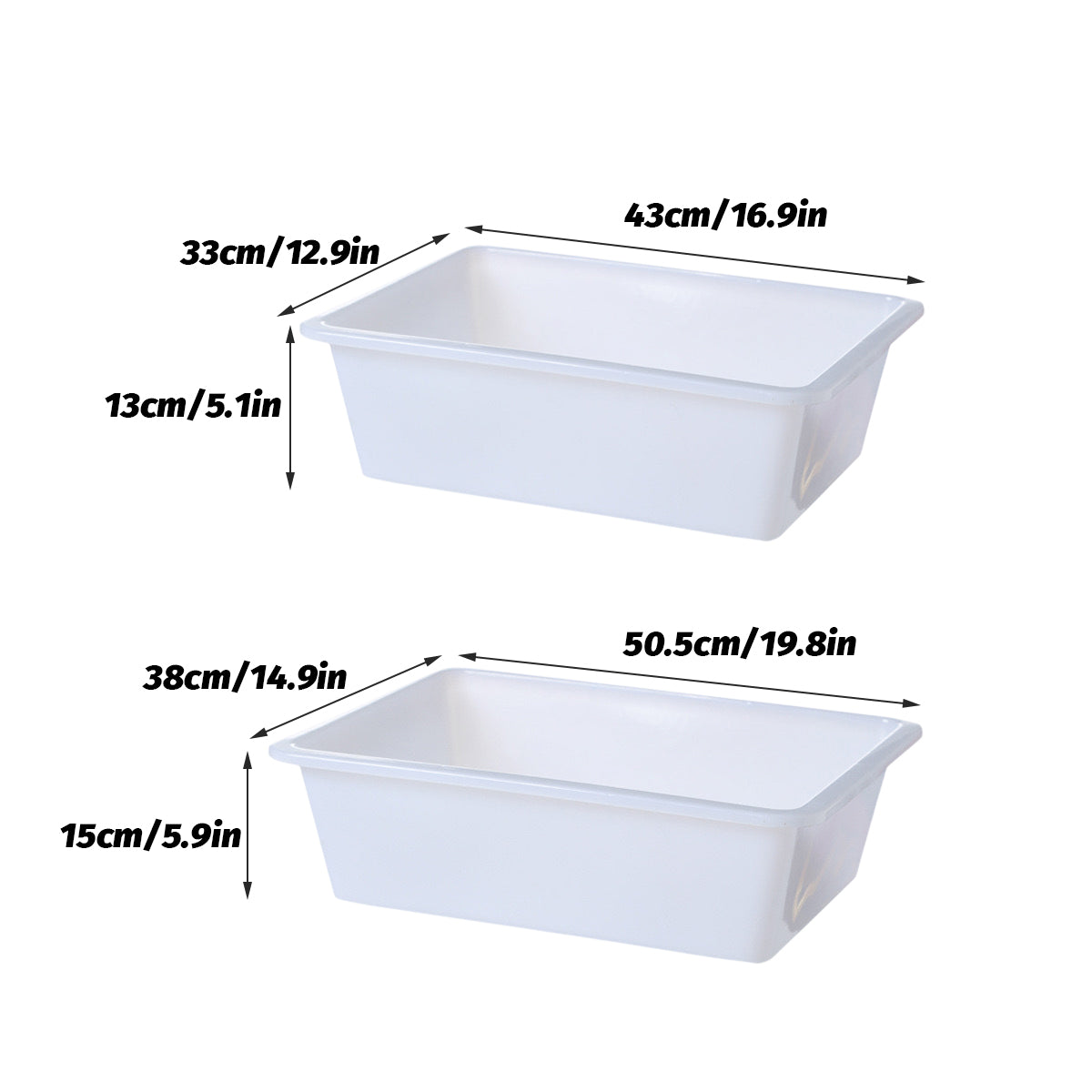 Rectangular Plastic Storage Boxes 6pcs Two Sizes