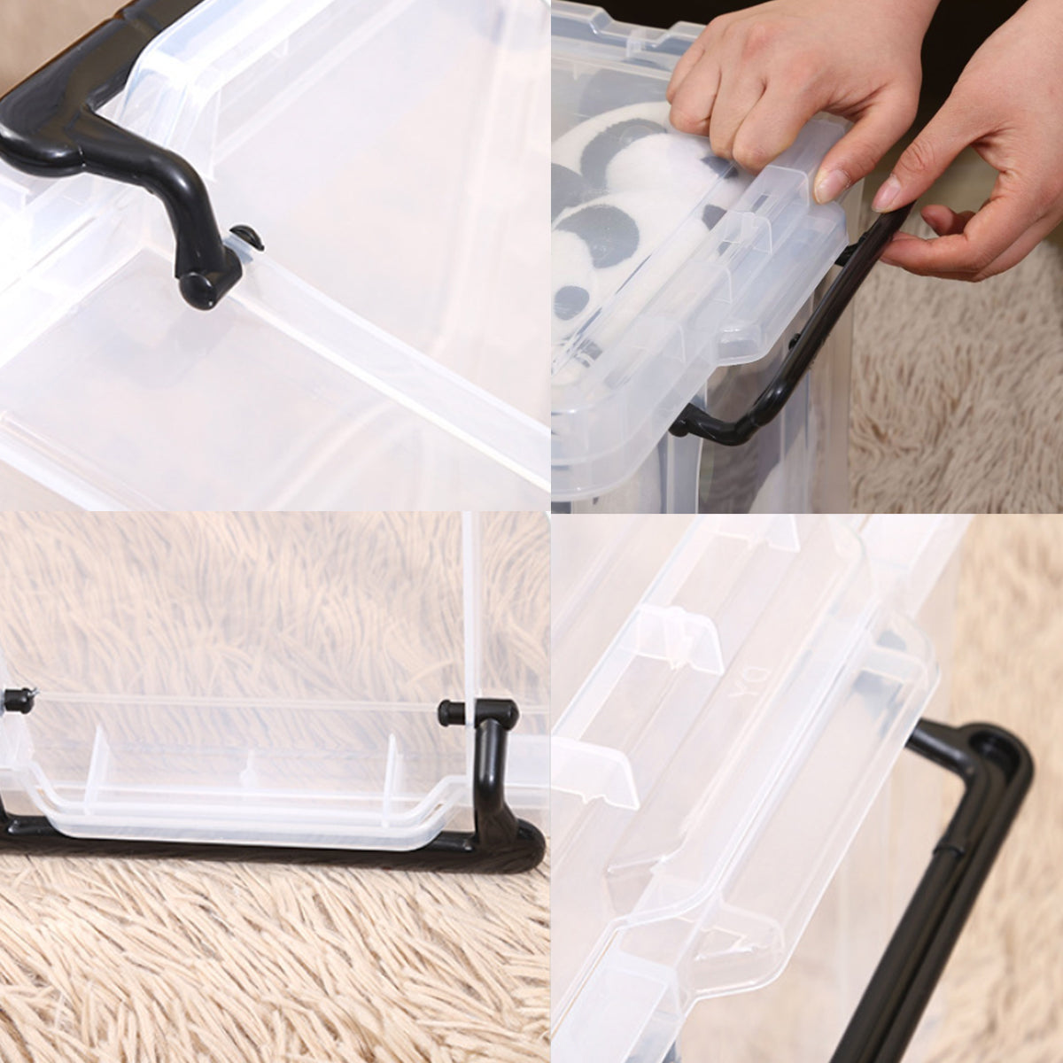 Transparent Storage Box with Handle for Clothes Toys