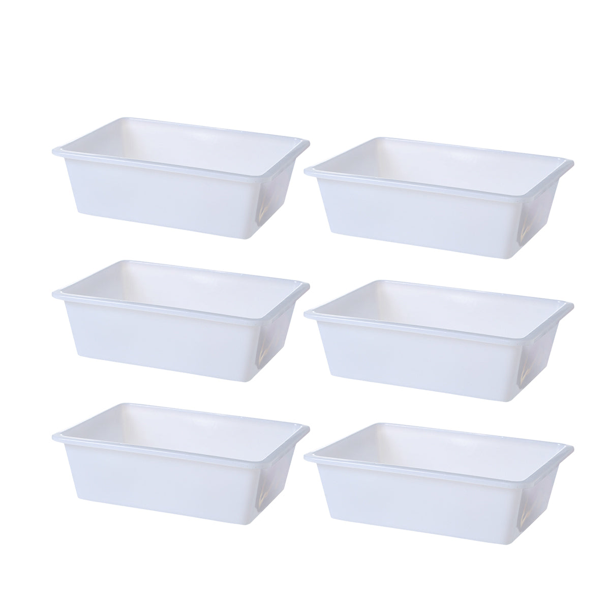 Rectangular Plastic Storage Boxes 6pcs Two Sizes