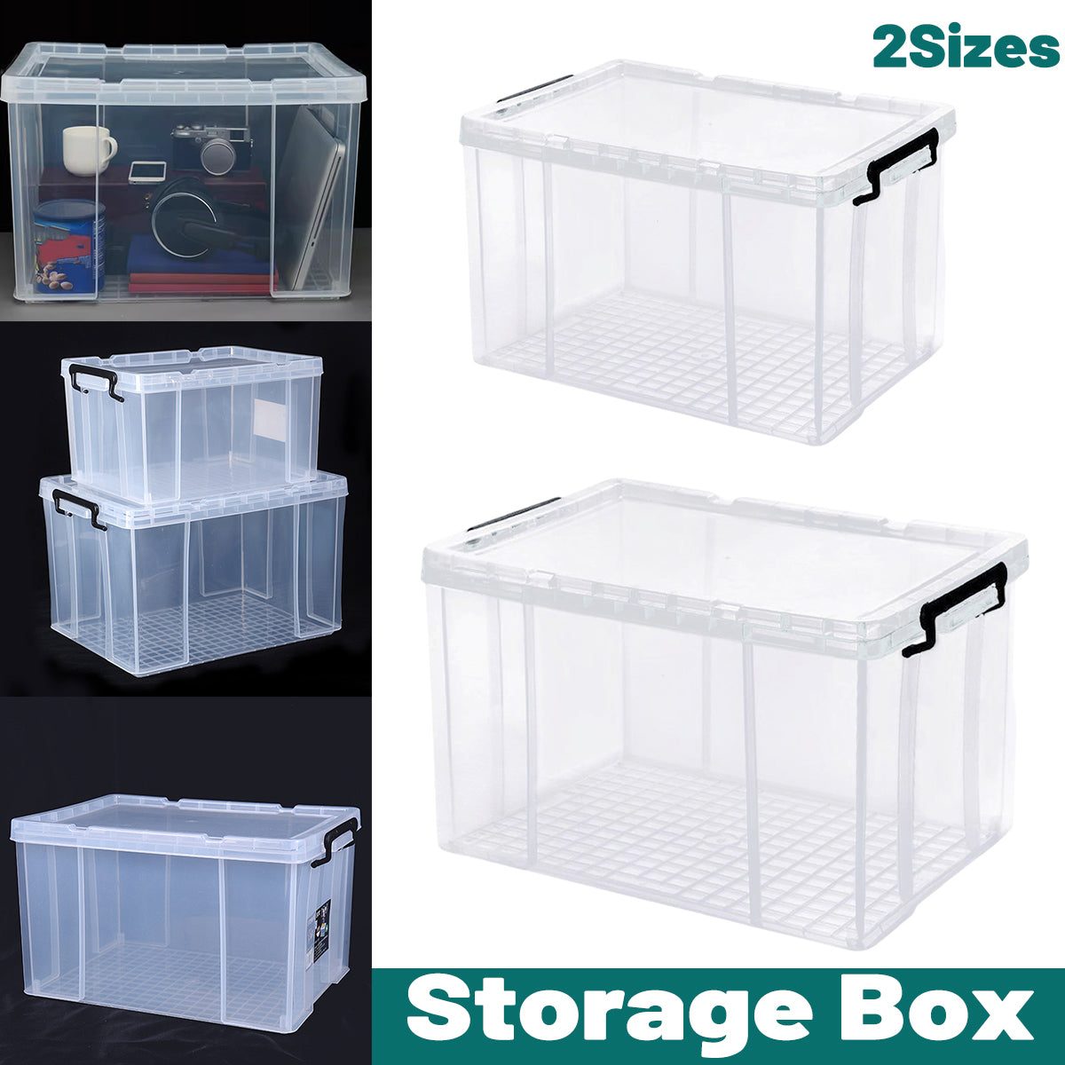 Transparent Storage Box with Handle for Clothes Toys