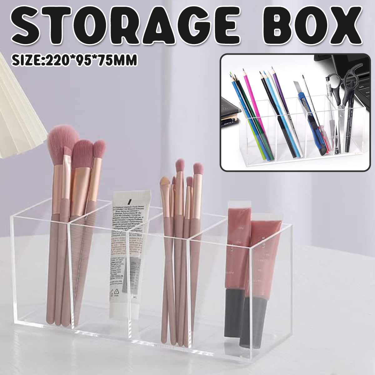 Transparent Acrylic Storage Box Four-Compartment Organiser