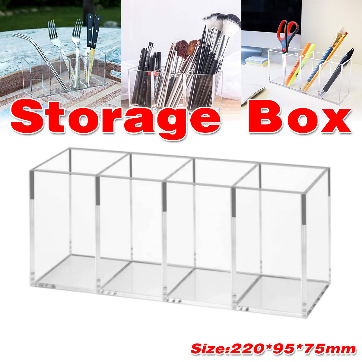 Transparent Acrylic Storage Box Four-Compartment Organiser