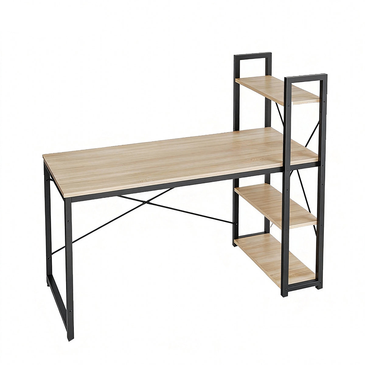 Computer Desk with Reversible 3-Tier Bookshelf