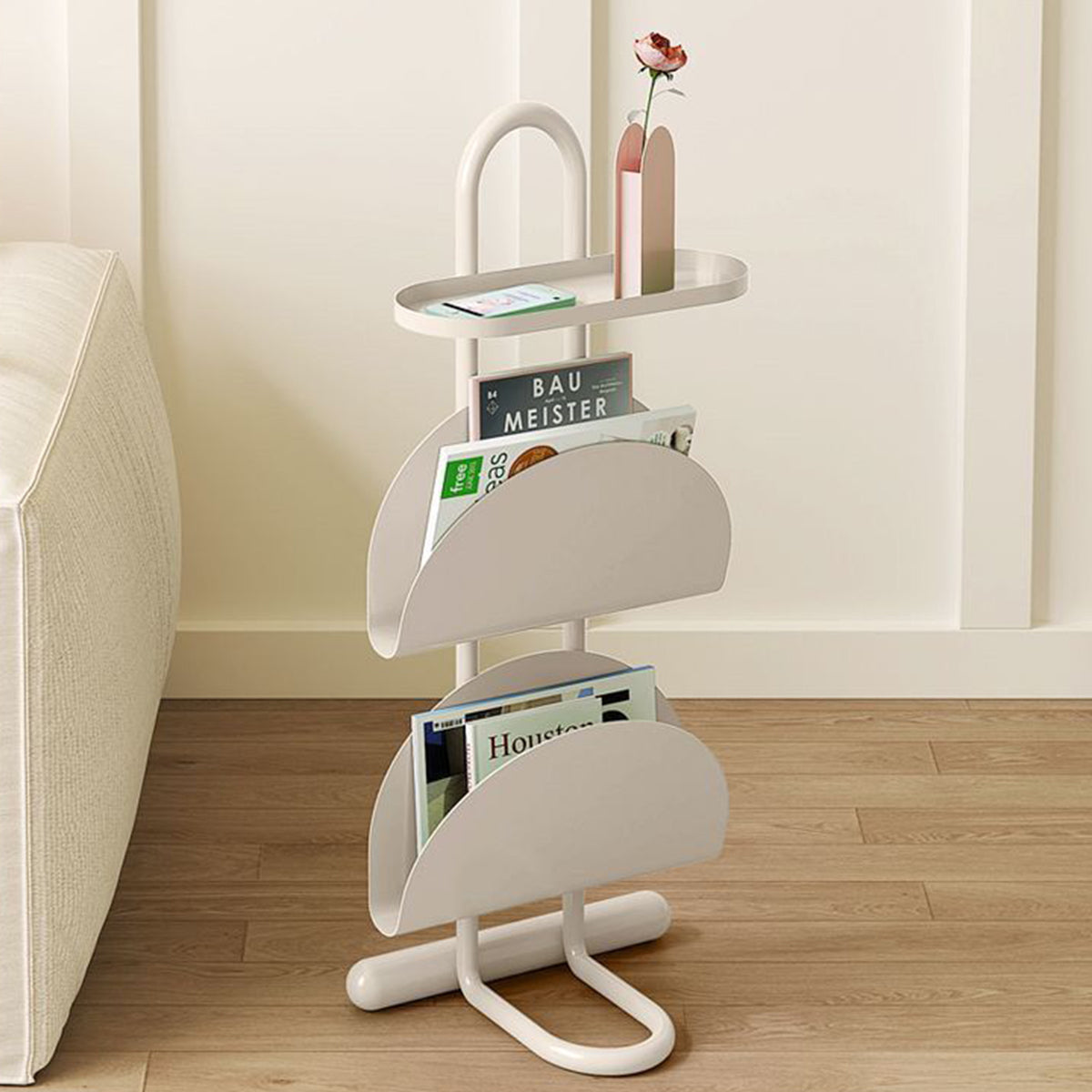 Small Side Table with Magazine Shelf Space Saving
