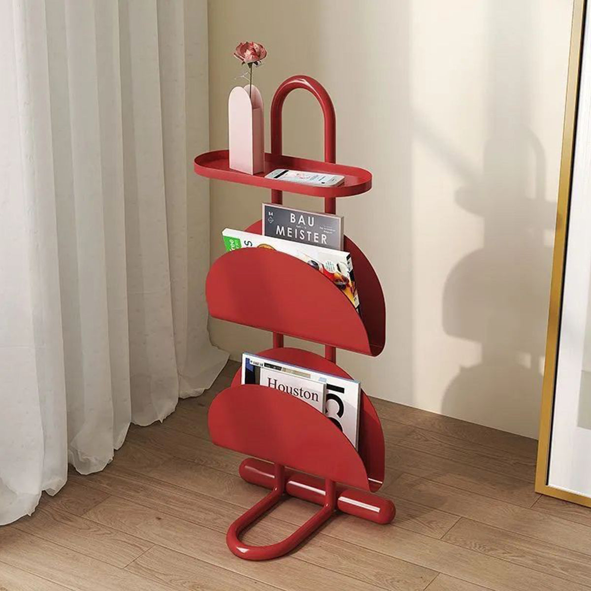 Small Side Table with Magazine Shelf Space Saving