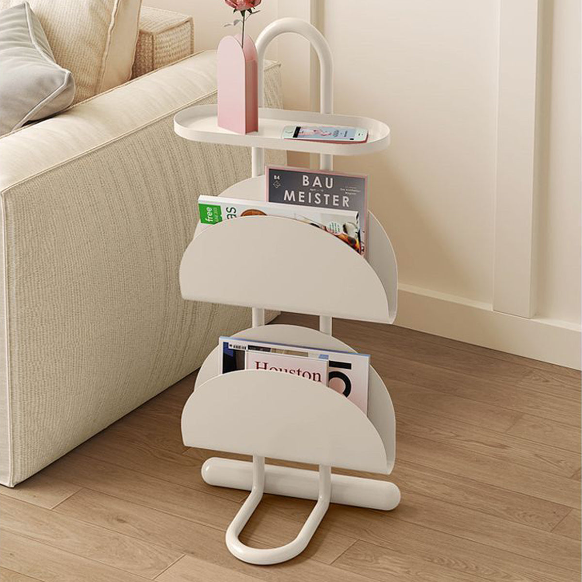 Small Side Table with Magazine Shelf Space Saving