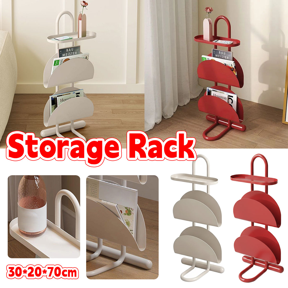 Small Side Table with Magazine Shelf Space Saving