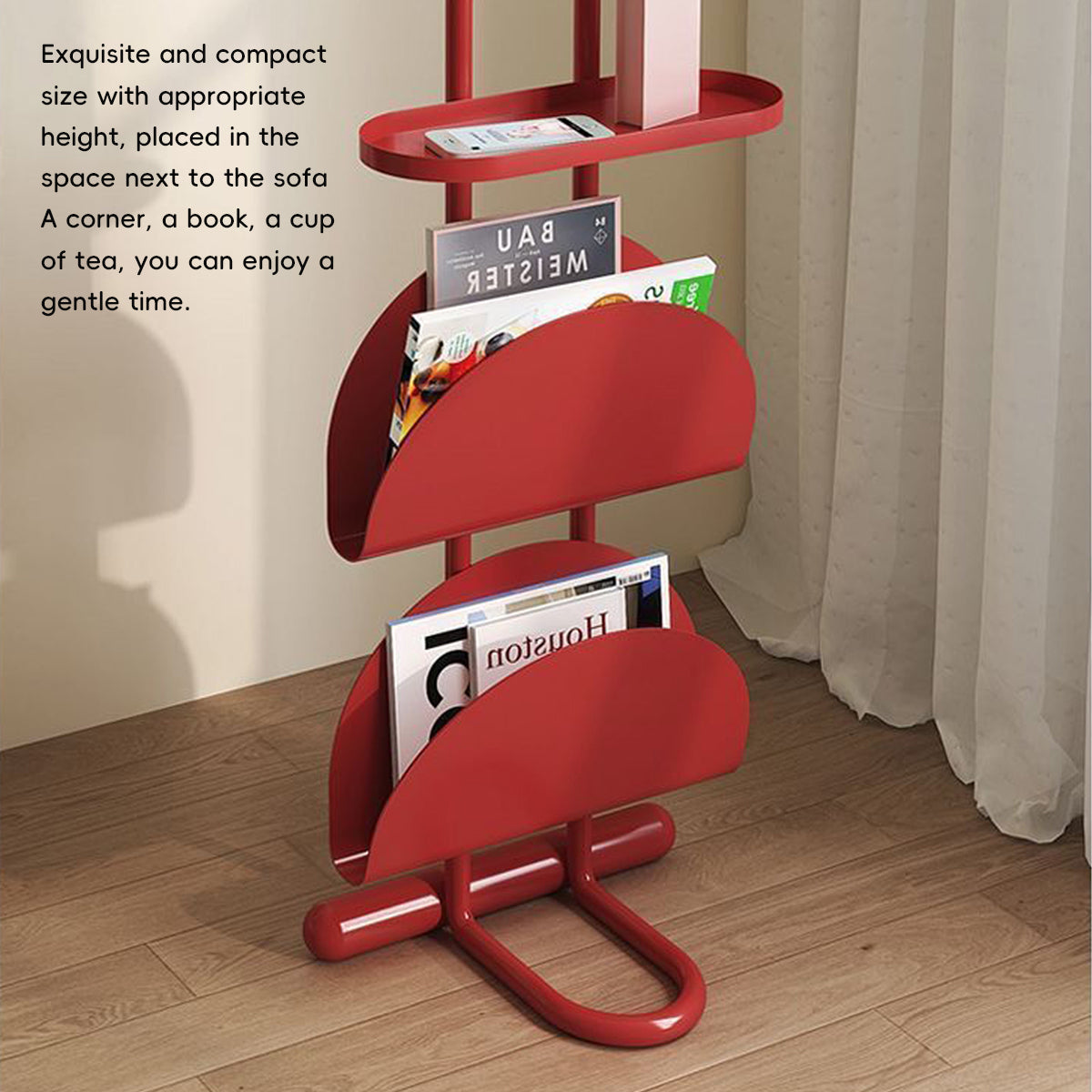 Small Side Table with Magazine Shelf Space Saving