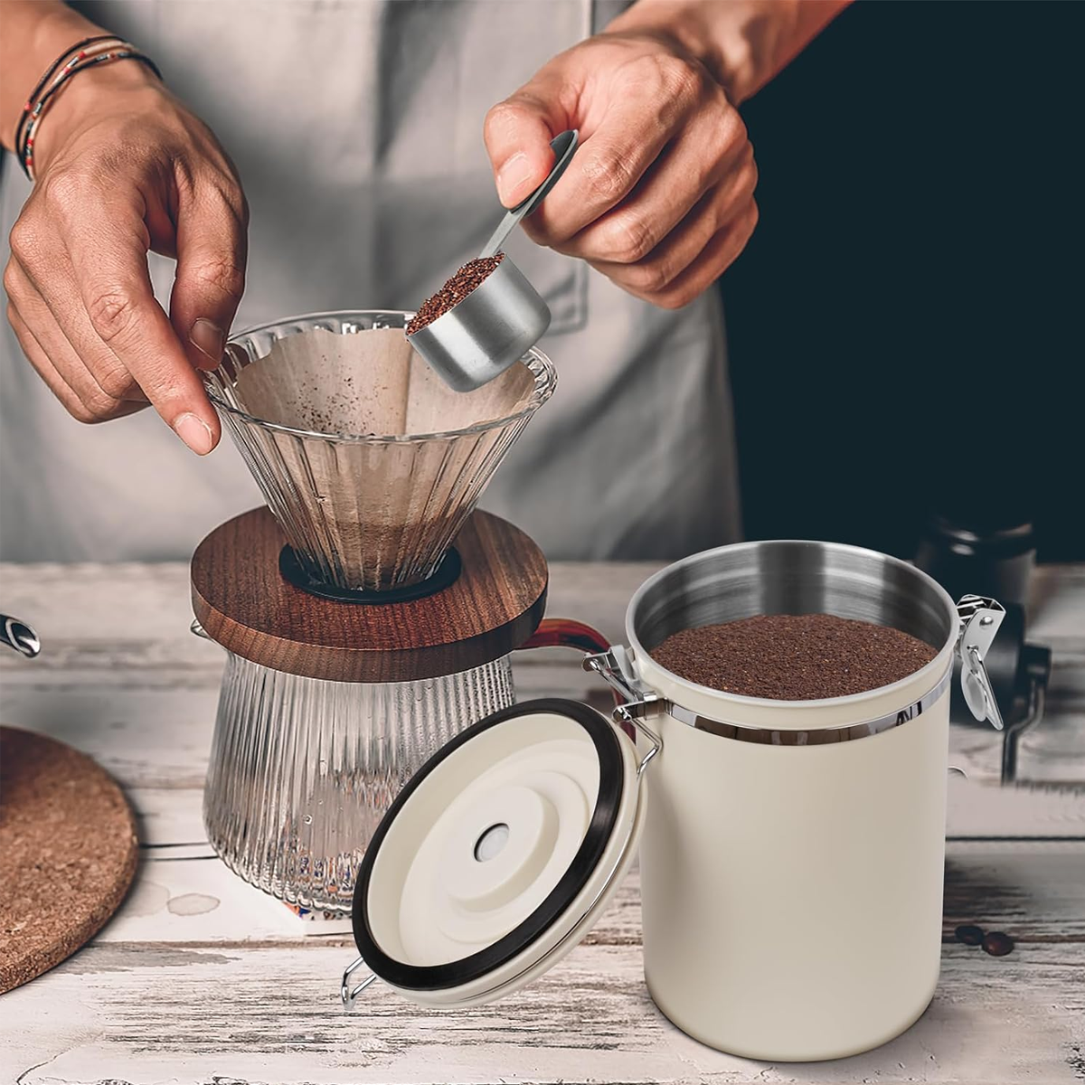 Stainless Steel Coffee Canister with CO2 Valve